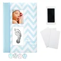 Pearhead Baby Memory Book with Ink Pad, Chevron Blue