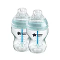 Tommee Tippee Anti-Colic Newborn Baby Bottles, Slow Flow Breast-Like Teat and Unique Anti-Colic Venting System, 260ml, 0 Months+, Pack of 2