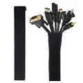 Cable Management Sleeve, JOTO Cord Management System for TV/Computer/Home Entertainment, 40 inch Flexible Cable Sleeve Wrap Cover Organizer, 2 Piece - Black