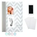 Pearhead Baby Memory Book with Ink Pad, Chevron Grey