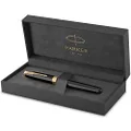PARKER Sonnet Fountain Pen, Black Lacquer With Gold Trim, Medium Nib (1931495)