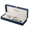 Waterman S0952000 Expert Ballpoint Pen, Stainless Steel with 23k Gold Trim, Medium Point with Blue Ink Cartridge, Gift Box