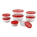 Pyrex Simply Store Glass Food Containers with BPA Free Plastic Red Lids (16 Piece Set)