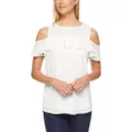 Calvin Klein Women's Cold Shoulder Blouse, Soft White, S