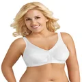 EXQUISITE FORM Side Shaping Wirefree Plus Size Bra with Floral Lace, Size 42D, White