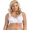 EXQUISITE FORM Cotton Plus Size Soft Cup Wirefree Bra with Lace, Size 36B, White