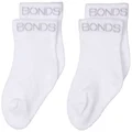 Bonds Baby Classic Bootee Socks - 2 Pack, White (2 Pack), 000 (0-3 Months)
