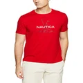Nautica Men’s Short Sleeve Anchor Flag Graphic T-Shirt, Flare Red, Large