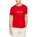 Nautica Men's Short Sleeve Anchor Flag Graphic T-Shirt, Flare Red, Large