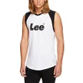 Lee Men's Raglan Muscle Tank, White/Black, L