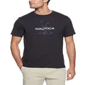Nautica Men’s Short Sleeve Anchor Flag Graphic T-Shirt, True Black, X-Small