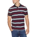 Nautica Men's Short Sleeve Slim Fit Multi Striped Anchor Polo, Navy, Large