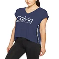 Calvin Klein Women's Logo V-Neck Performance Tee Shirt, Grey (Graphite), S