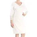 Calvin Klein Women's V-Neck Broderie Dress, Soft White, 8