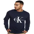 Calvin Klein Jeans Men's Monogram Logo Sweatshirt, Night Sky, 2XL