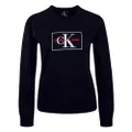Calvin Klein Jeans Women's Monogram Outline Box Sweatshirt, Ck/Black/White, M