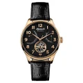 Ingersoll Men's Automatic Hawley Black Dial Automatic Watch for Men with Rose Gold Case and Black Leather Strap analog Display and Leather Strap, I04602