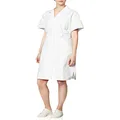 Dickies Women's Button Front Scrubs Dress, White, Small