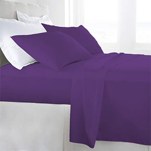 1000TC Egyptian Cotton Sheet Set (Flat Sheet, Fitted Sheet, Two Pillowcases) Single/King Single/Double/Queen/King Size (King, Purple)