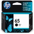 HP 65 Genuine Original Black Ink Printer Cartridge works with HP Deskjet 2600, 3700, Advantage 5000 Series, HP Envy 5000 Series - N9K02AA