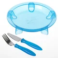 Steadyco Steadyco Lets Eat Plate Knife & Fork Blue, Blue, 500 Grams