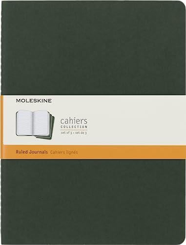 Moleskine Cahier Notebook - Set of 3 - Ruled - Extra Large - Myrtle Green, (CH021K15)