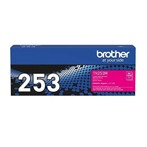 Brother Genuine TN253M Magenta Toner Cartridge, Up to 1300 Pages (TN-253M) For Use With: HL-L3230CDW, HL-L3270CDW, DCP-L3510CDW, MFC-L3745CDW, MFC-L3750CDW, MFC-L3770CDW