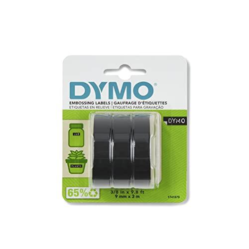 DYMO Embossing Tape, 9mm x 3m, Black, (Pack of 3)