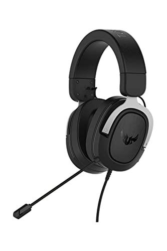 ASUS TUF Gaming H3 Silver Gaming Headset - 3.5mm, Lightweight Durable Design, 7.1 Virtual Surround Sound, Compatible with Mobile, PC, PS5, PS4, Xbox, Switch
