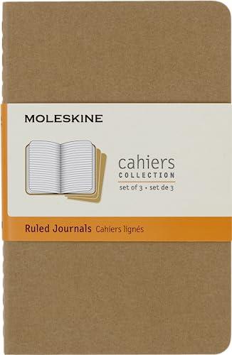 Moleskine S04924 Cahier Notebook- Set of 3- Ruled- Pocket- Kraft Brown