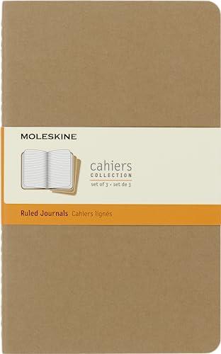 Moleskine S04983 Cahier Notebook- Set of 3- Ruled- Large- Kraft, (QP416), Kraft Brown, 5" x 8.25"