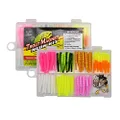 Leland Lures 87659 Trout Magnet Neon Kit- 70 Grub Bodies and 15 Size 8 Hooks.