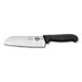 Victorinox Fibrox Fluted Edge Blade Santoku Knife, Black, 5.2523.17