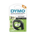 Dymo 10697 LT Paper Labels for LetraTag Label Makers | Black Print on White | 12mm x 4m Roll | Self-Adhesive | 2-Pack