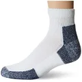 Thorlos Mens Running Thick Padded Ankle - Low Cut Socks JMX, White/Navy, X-Large (Shoe Size 13-15)