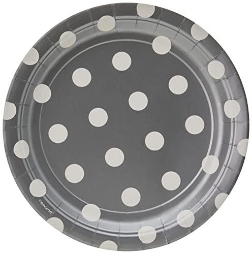 Dots 23cm Round Plates Silver,Silver/White
