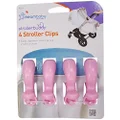 Dreambaby Strollerbuddy Baby Stroller Pram Clips - Strong & Wide Grip Hold Pegs - for Pushchairs Blankets & Shades - 4 Pack - Pink - Model F2213