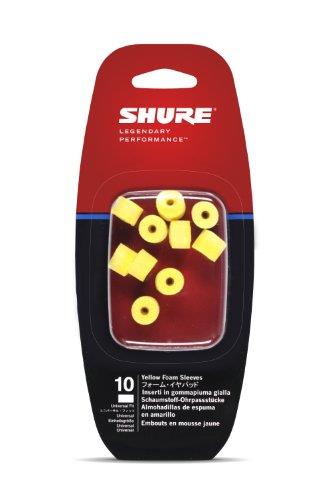 Shure EAYLF1-10 Foam Sleeves (10 Included/5 Pair) for SCL3, SCL4, SCL5, E3c, E4c, E5c, E500 and SE Earphones, Yellow