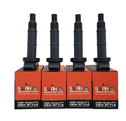 Pack of 4 - SWAN Ignition Coil for Toyota Camry, RAV4, Toyota, Avensis, Tarago, Rukus, Sai & Estima (2.0L, 2.4L & 2.4L S/Charged)