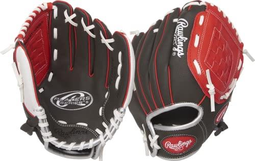 Rawlings | PLAYERS Series T-Ball & Youth Baseball Glove | Right Hand Throw | 10" | Dark Shadow/Red/White