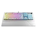 ROCCAT Vulcan 122 Mechanical PC Gaming Keyboard, Titan Switch, AIMO RGB Backlit Lighting Per Key, Detachable Palm/Wrist Rest, Anodised Aluminium Top Plate, Full Size, White/Silver