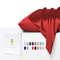 Luxor Crown Set of 2 Mulberry Silk Standard Pillowcases (Burgundy)