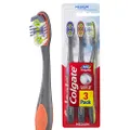 Colgate 360° Floss Tip Bristles Manual Toothbrush, Value 3 Pack, Medium Bristles With Compact Head