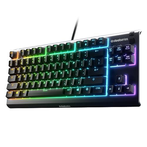 SteelSeries Apex 5 Blue Clicky Hybrid Mechanical Gaming Keyboard US Layout - OLED Smart Display - Media Controls - Per Key Prism RGB Illumination
