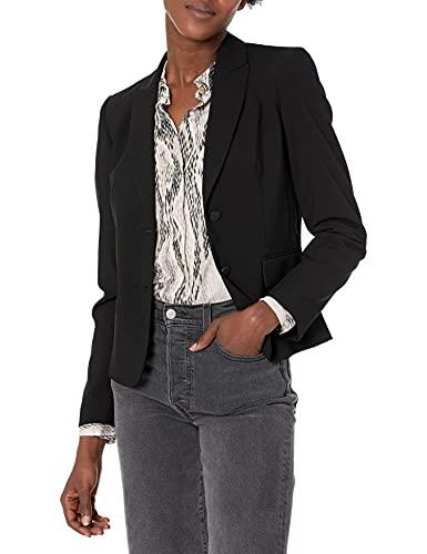Calvin Klein Women's Two Button Lux Blazer (Petite, Standard, & Plus), Black, 30