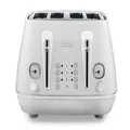 De'Longhi Distinta Moments 4 Slice Toaster CTIN4003.W, Dual Control Panel, Extra-lift, Removable Crumb Trays, 6 Browning Levels, Sunshine White