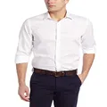 Perry Ellis Men's Long Sleeve Twill NonIron Medium Spread Collar Shirt, Bright White-43hw5029, Large