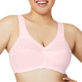 Glamorise Women's Full Figure MagicLift Cotton Wirefree Support Bra #1001, Pink, 26DD