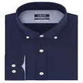 IZOD Men's Dress Shirts Slim Fit Stretch Gingham, Dark Blue, 16.5" Neck 36"-37" Sleeve