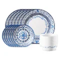 Corelle Signature Dinnerware, 18 Piece Set, Portofino 16.83x30.48x29.21 centimeters Blue And White